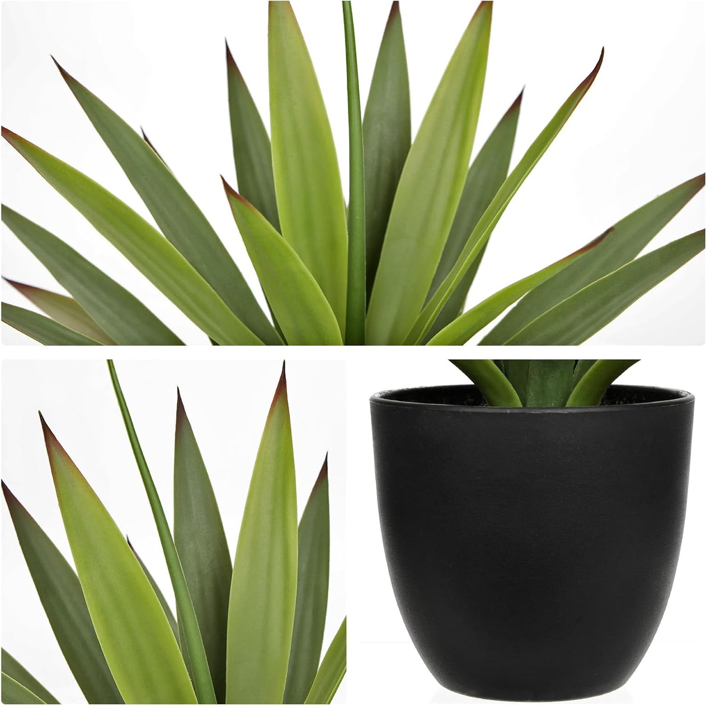 Briful Agave Plant Artificial 20.4'' Faux Agave Plant with Black Pot Outdoor Fake Tropical Plants for Home Office Room Table Garden Front Porch Decor
