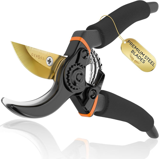 Premium Bypass Pruning Shears for your Garden - Heavy-Duty, Ultra Sharp Pruners w/Soft Cushion Grip Handle Made with Japanese Grade High Carbon Steel - Perfectly Cutting Through Anything in Your Yard