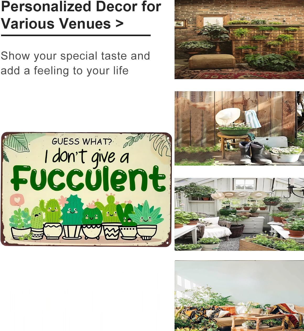 Bestylez Garden Gifts Vintage I Don't Give A Succulent Gardening Signs for Home Garden Greenhouse Living Room Bedroom Yard Outdoor Decor 8X12 Inch (3363)