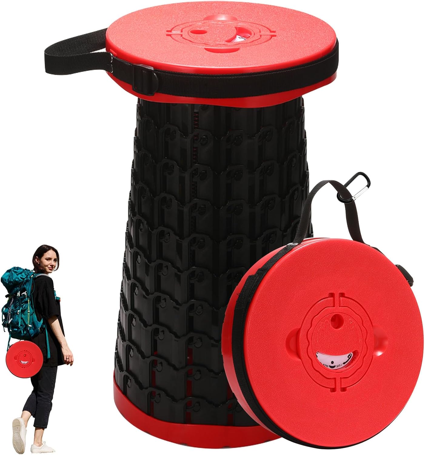 18-inch Heavy Duty Collapsible Stool - 800 lbs Capacity, 2.6 lbs Lightweight Portable Folding Stool for Camping, Travel, Music Festivals and Other Outdoor Events