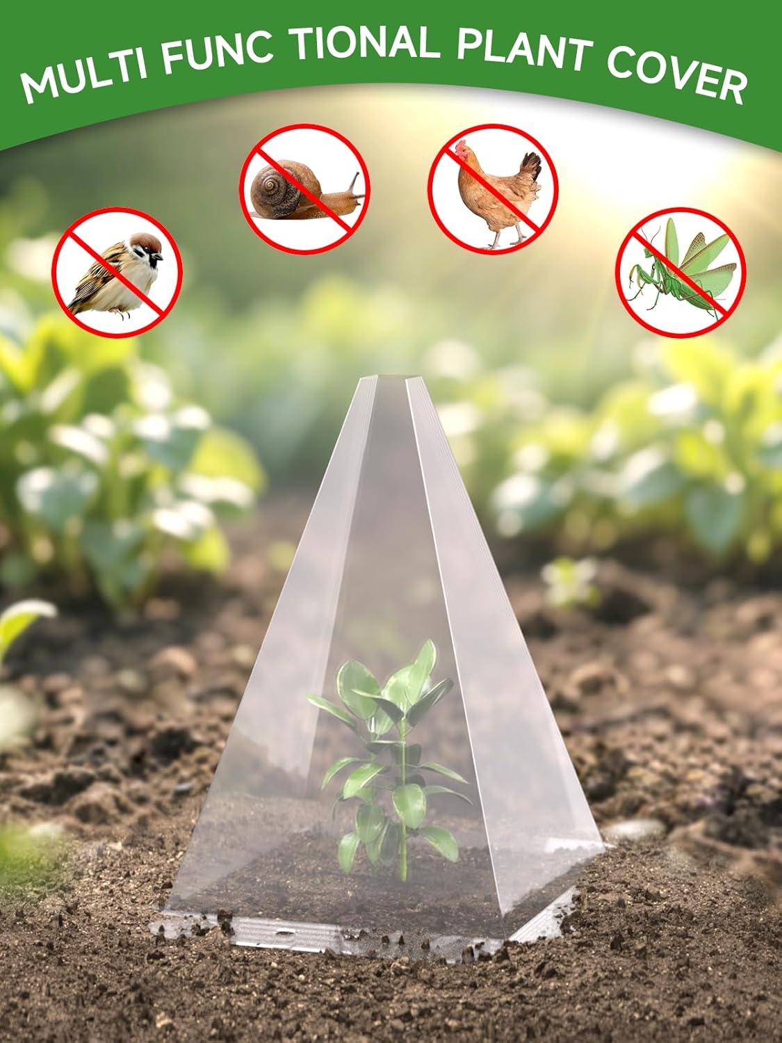 60 Pack Garden Cloches for Plants - Clear Reusable Plastic Seedling Covers with 120 Metal Stakes - Mini Greenhouse Plant Bell Covers for Frost, Sun, Pests Protection(7.8" x 11")