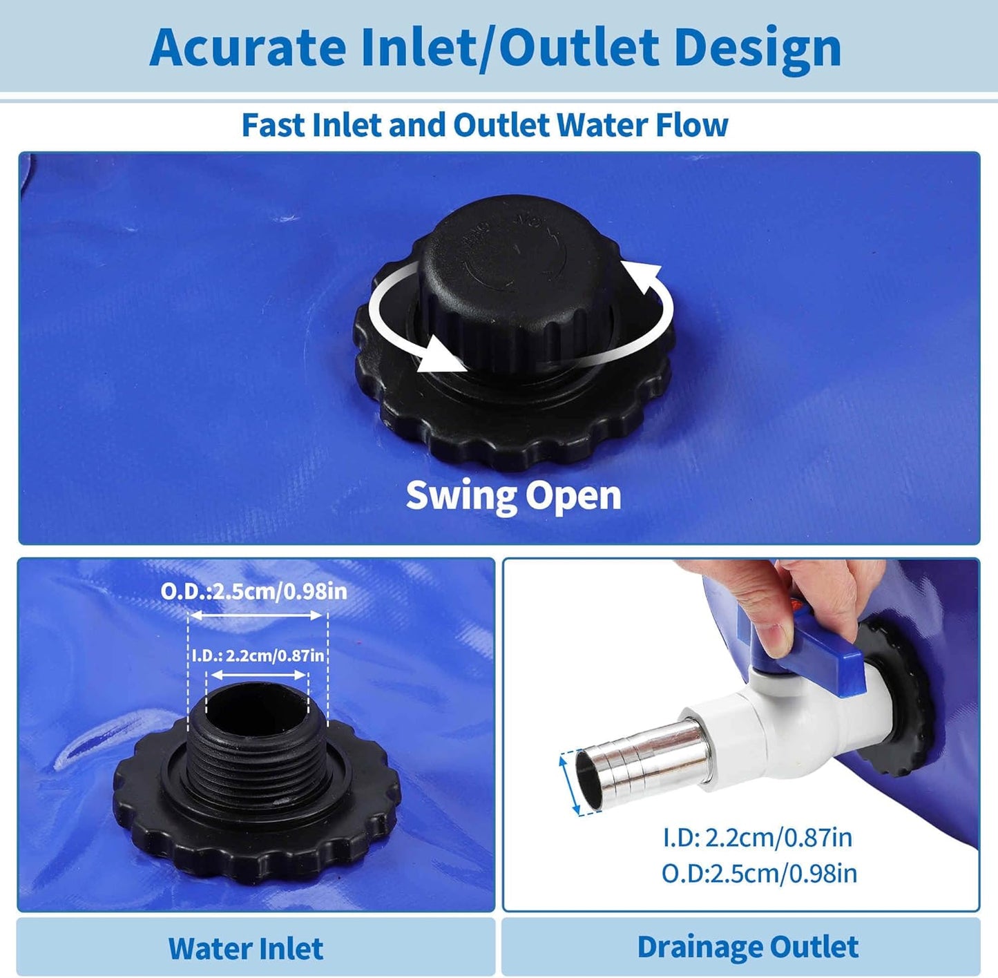 110 L/29 gal Water Bladder Storage Container Large Capacity Foldable Portable Water Tank Urgency Water Bladder Soft Water Bag RV Camping Garden Watering Field Irrigation 1000D