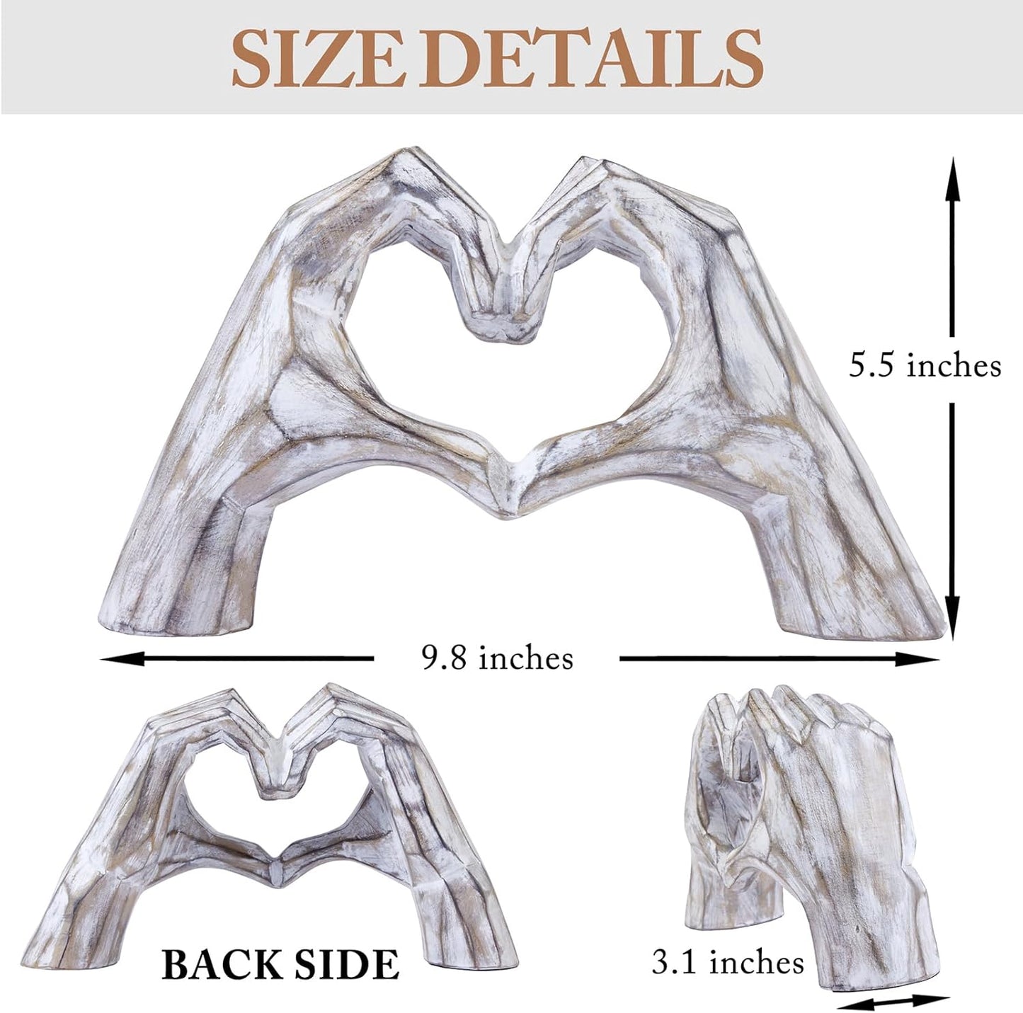 Valentines Day Gifts for Him, Heart Hands Sculpture, Heart Hands, Valentines Day Decorations, Sculptures Home Decor for Living Room Bedroom Bookshelf(No Bracelets)