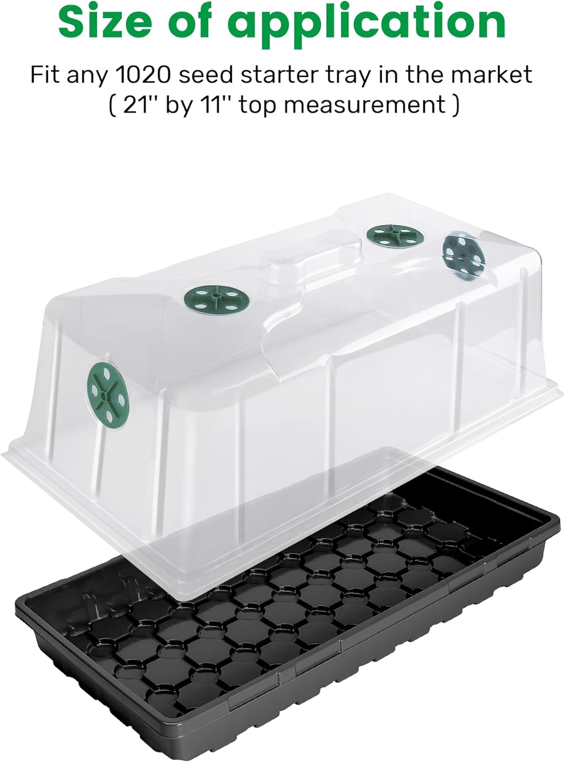 MIXC 10 Pack Humidity Dome 7" Tall Extra Strength, 1020 Growing Trays Cover, Propagation Seed Cloning Lid Vented for 10 x 20 Inch Flat Tray and Seed Starting Germination