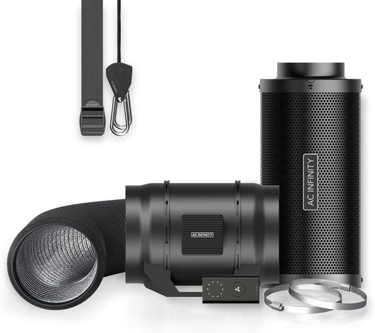 AC Infinity Air Filtration Kit 8”, CLOUDLINE LITE Inline Fan and Carbon Filter Combo, Cooling and Ventilation System for Grow Tents, Hydroponics, Indoor Gardening