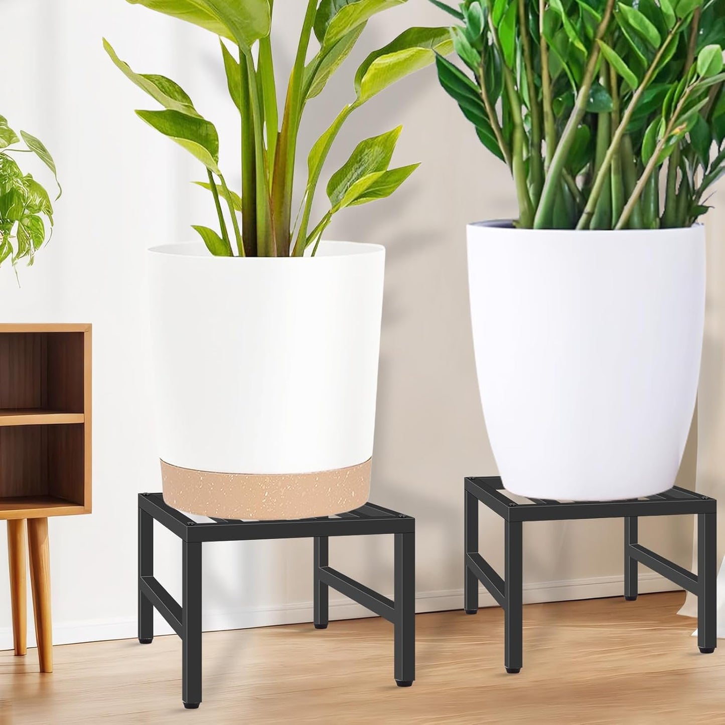 Plant Stand Indoor Outdoor, Heavy Duty Wrought Iron Pedestal Stands Metal Plant Stand for Indoor Outdoor, Sturdy Low Flower Stand Display Planter Shelf, 3pcs, Black