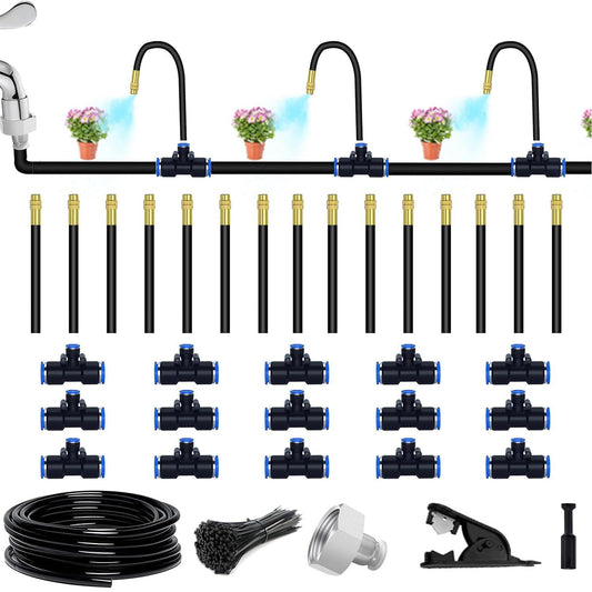 49.21Ft Drip Irrigation Kit Automatic Drip Irrigation System, 360° Bendable Garden Irrigation System, Garden Watering System Adjustable Bendable Nozzle Copper Sprayer System for Garden Yard