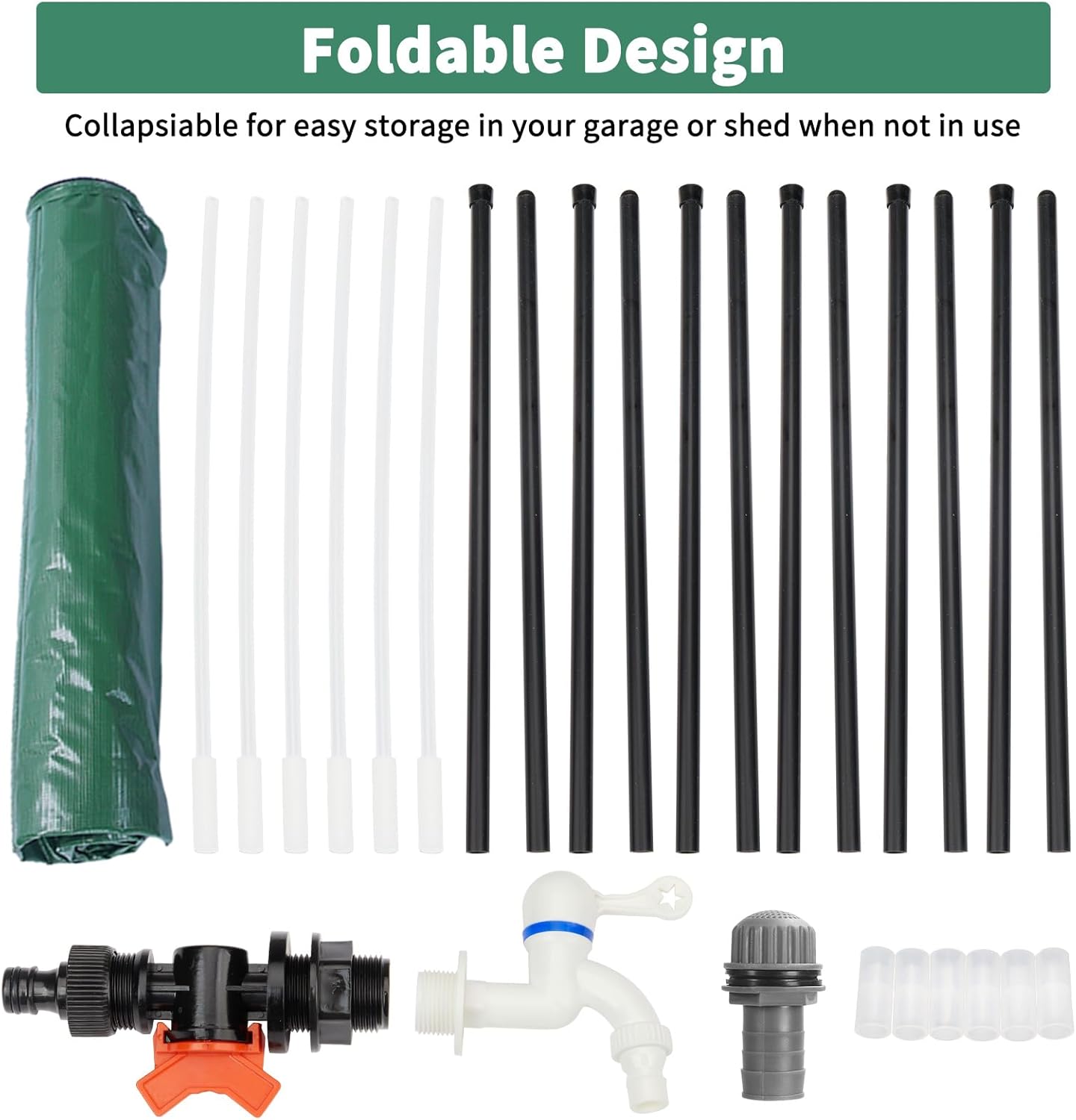 Collapsible Rain Barrel, 100 Gallon Portable Rainwater Collection System, Water Storage Tank, Rain Catcher Barrel with Two Spigots and Overflow Kit, Rain Water Barrel Collector for Garden, Green