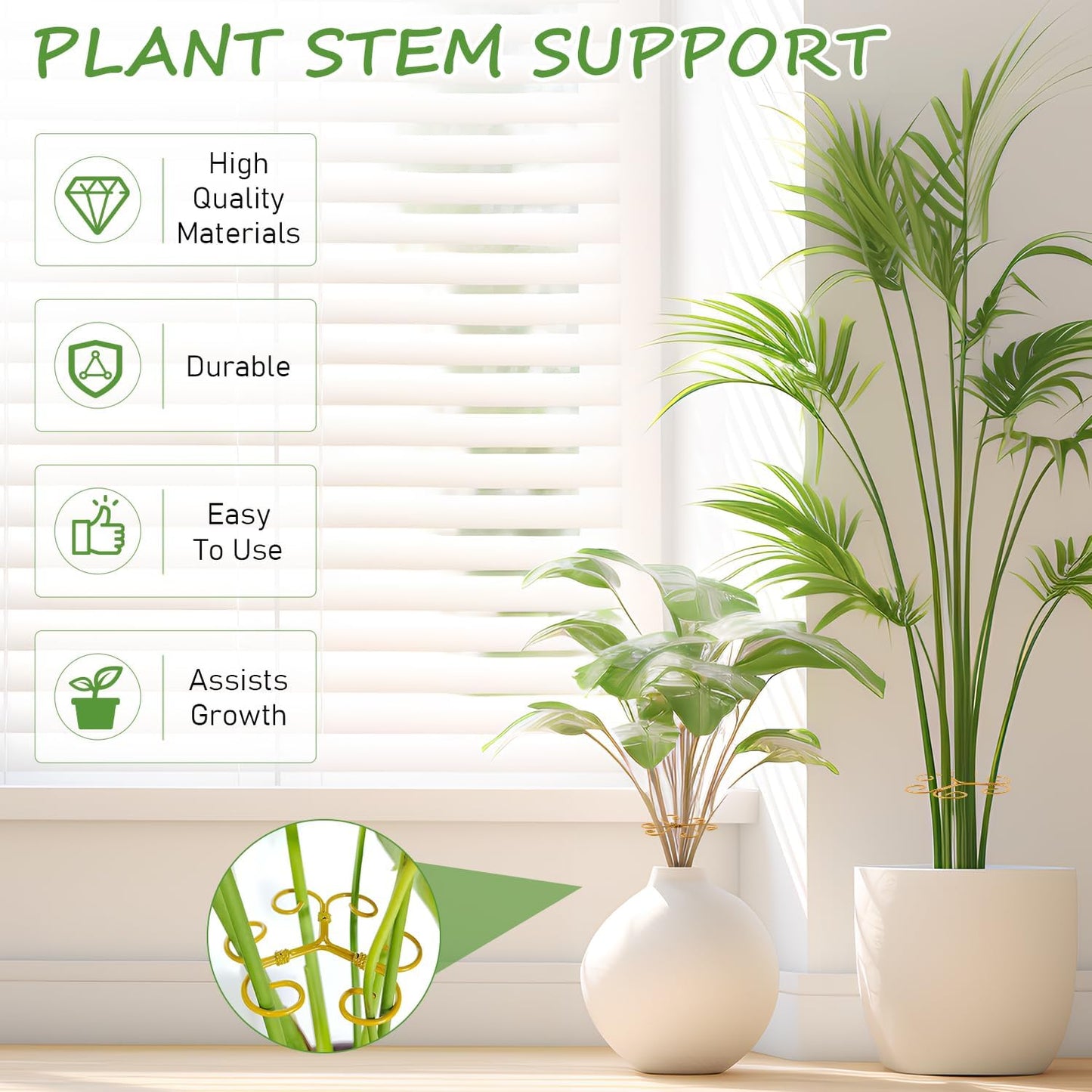 4-Pack Plant Stem Support, Plant Stabilizer for Indoor Plants, Monstera Plant Support System, Plant Stem Holder for Fixing Green Plants and Vines (B)