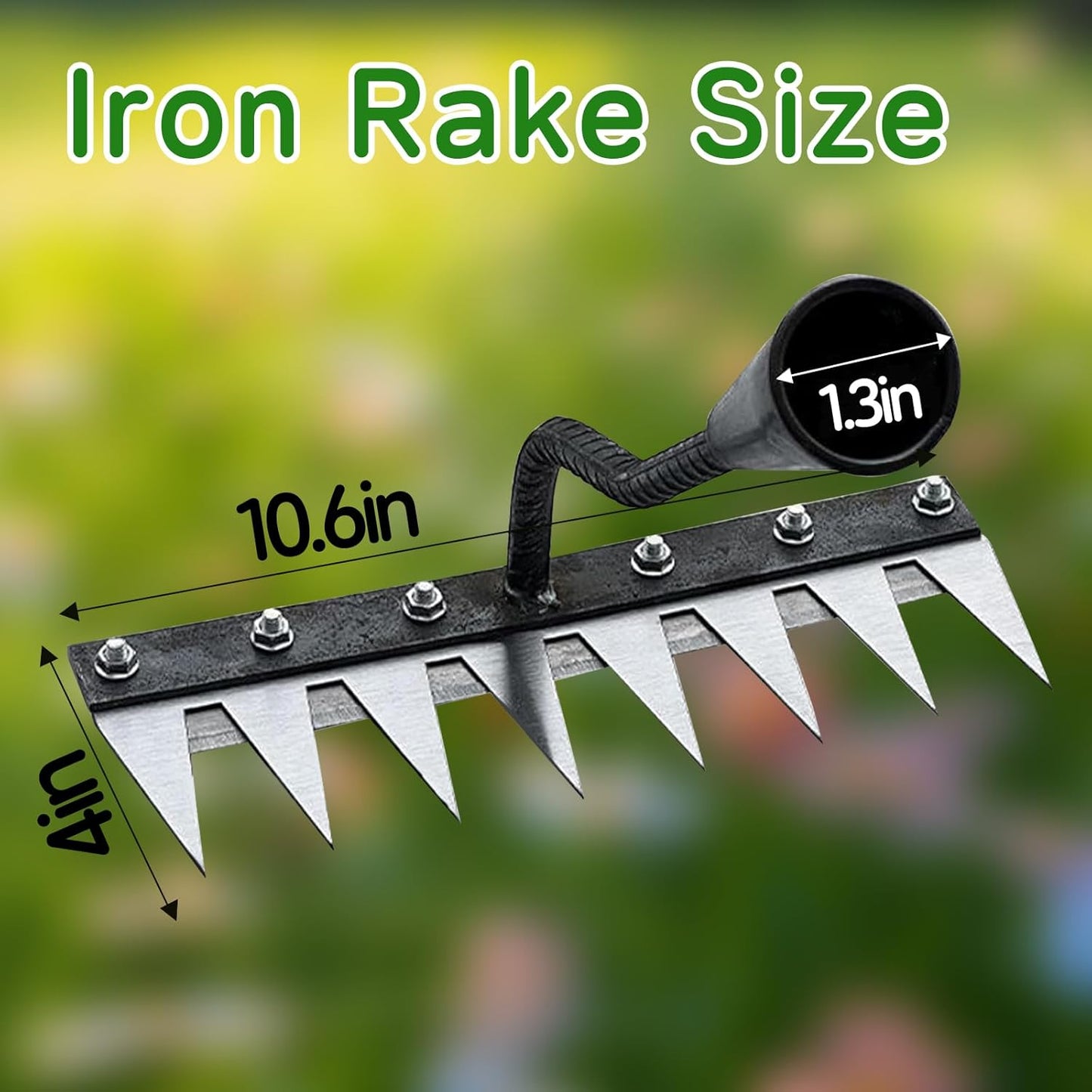 2025 Iron Weeding Rake 2.0, Iron Rake for Gardening and Weedings, Heavy Duty Gardening Hand Weed Puller Tools, 8 Teeth Carbon Steel Garden Weedings Rakes for Lawn Care – Bonus Gloves Included