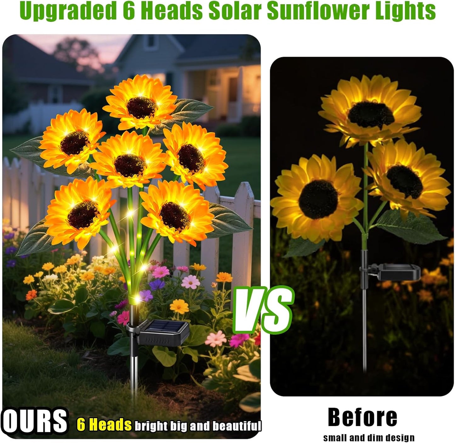 Sunflower Solar Lights Outdoor Decor, 6 Pack Solar Garden Decor 36 Waterproof Solar Sunflower Outdoor Lights for Garden Patio,Flower Bed, Pathway, Gift for Women, Mom, Grandma (6 Pack)