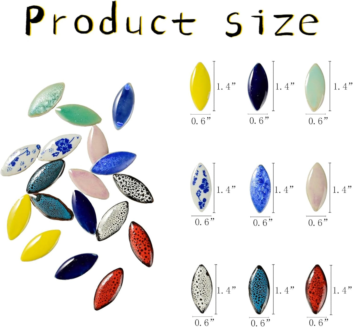 70 Pieces Petal Ceramics Mosaic Tiles for Crafts, Stained Ceramics Supplies, Flower Leaves Mosaic Ceramics Mosaic Pieces Kit for DIY Crafts Plates Picture Frames Home Decorations - Yellow