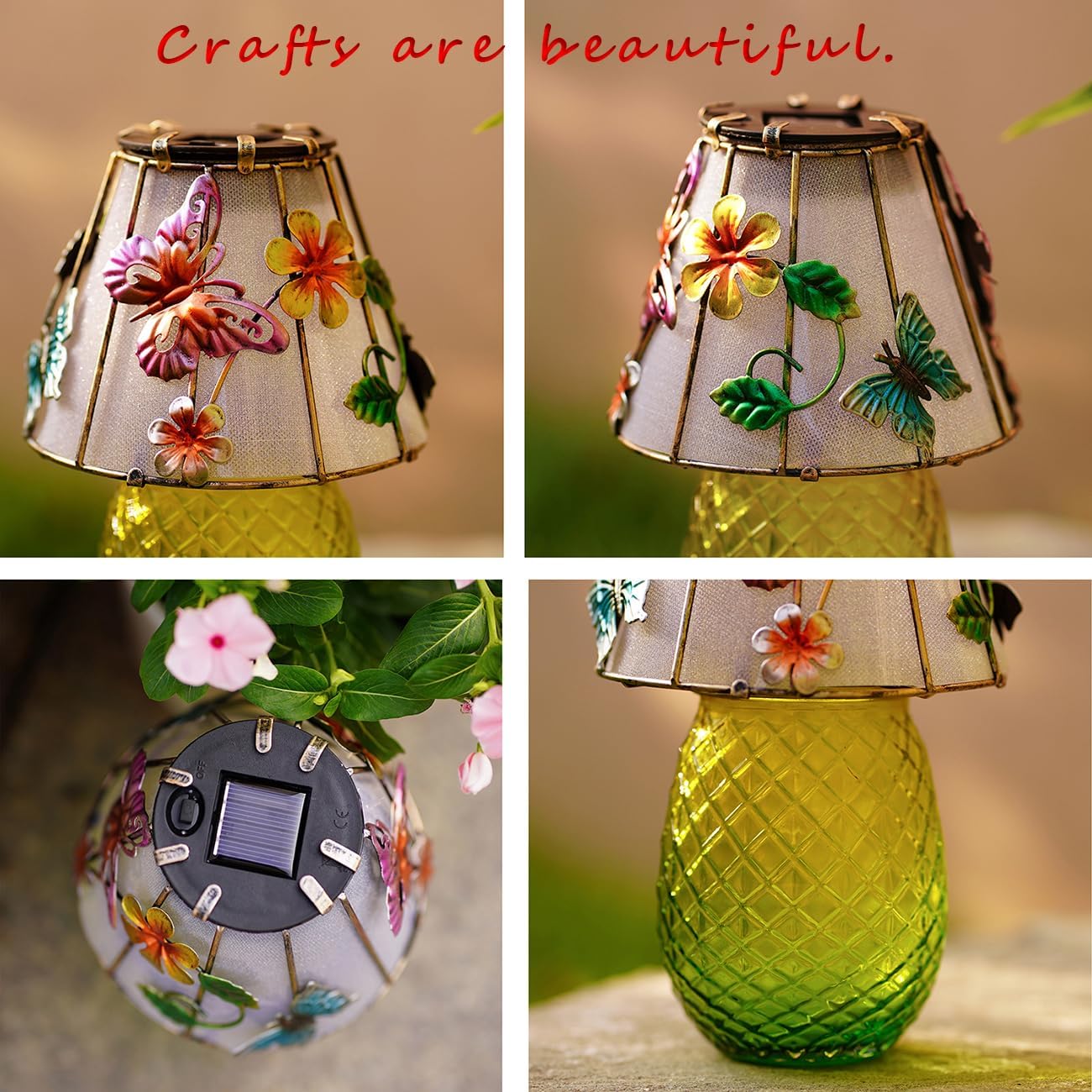 Butterfly Solar Garden Lights Outdoor Decor - Waterproof Tabletop Solar Lamp - Cordless Table Lamps for Garden Patio Porch Yard Backyard Balcony Wedding, Gifts for Mom