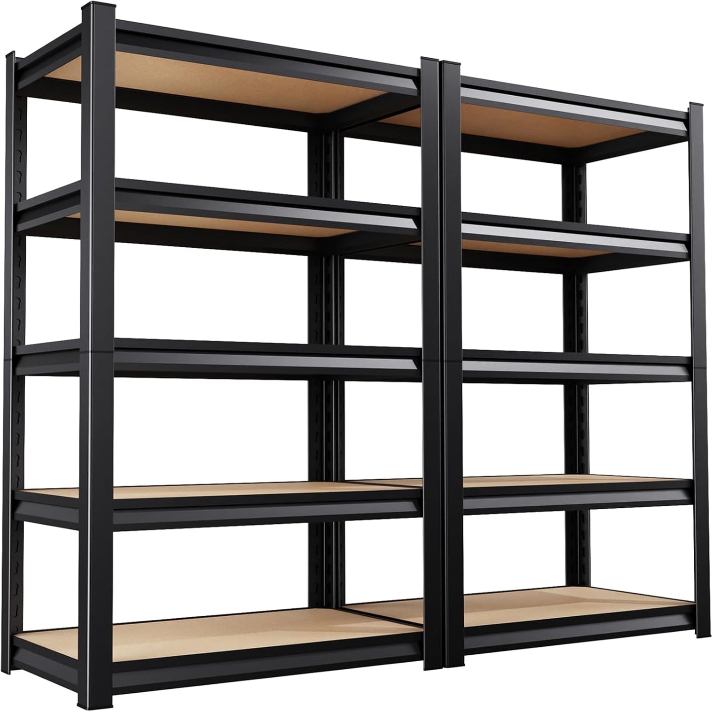 72”H Garage Shelving 5 Tier Storage Shelves Adjustable Garage Storage Shelves Wood Shelf 2000LBS Heavy Duty Industrial Shelving Unit Utility Shelf Wood Storage Rack ,35.4''W×15.7''D×72''H,2 Pack