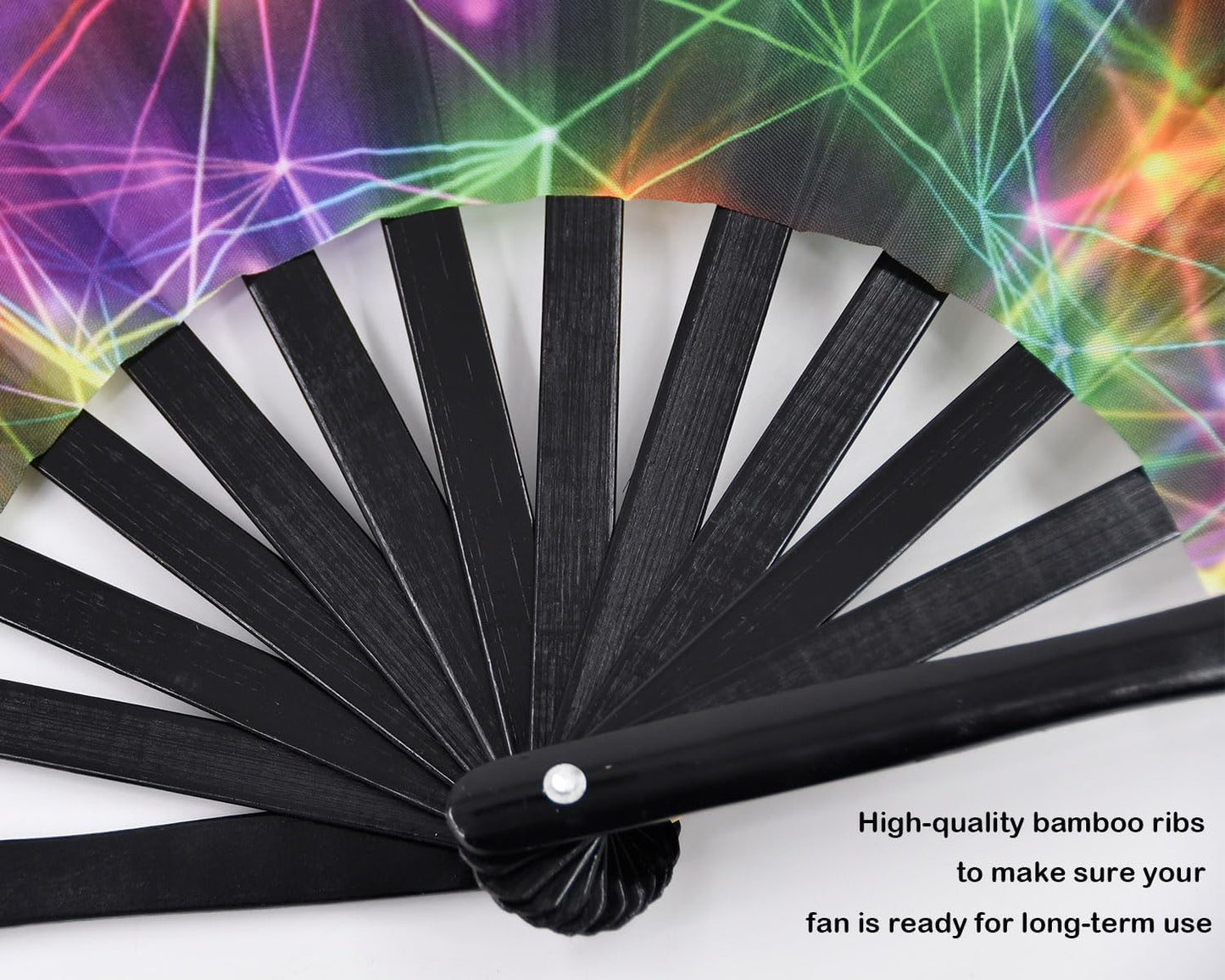 Large Rave Fan Folding Hand Fan Popping Fan for Line Dancing, Big Foldable Clacking Fans Clap Fans for Boots On The Ground Dance Festival, Dancing, Performance (Starry Sky)