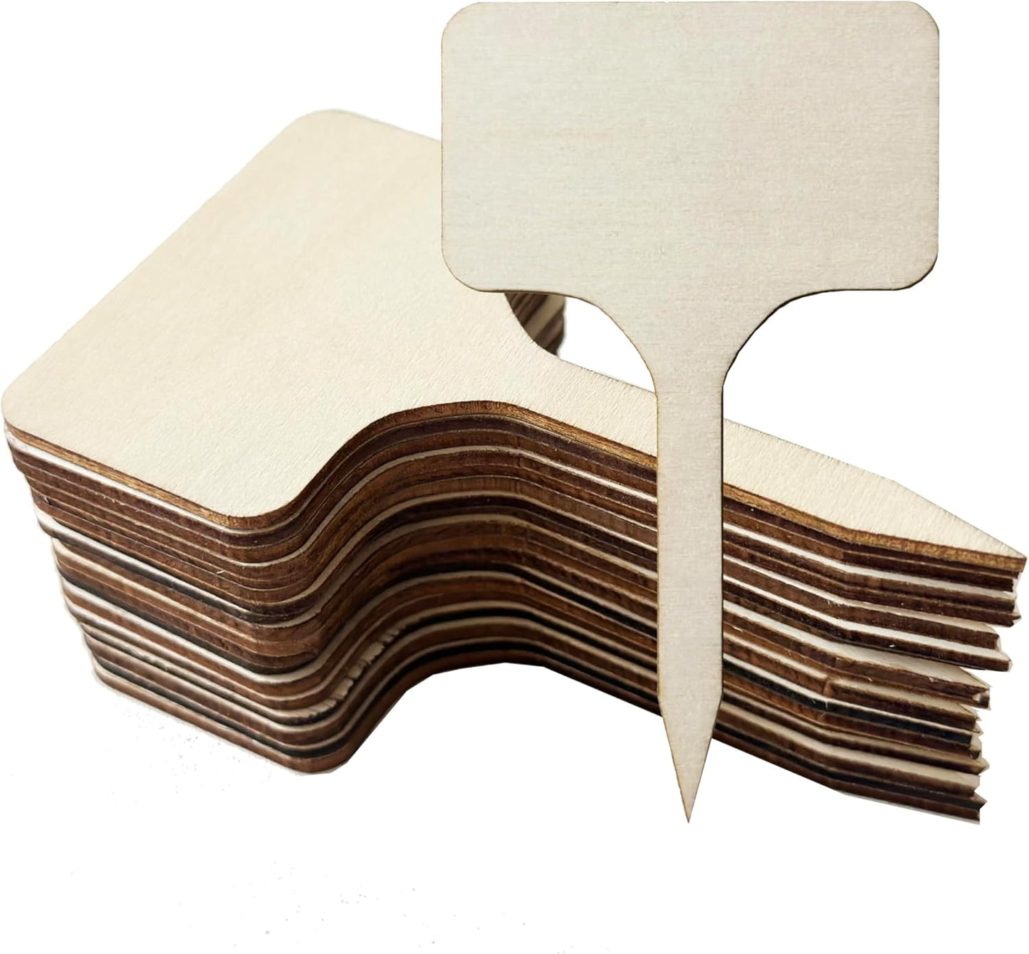 100 Pcs Wood Plant Labels, Natural Wooden Plant Marker Garden Sign Tags, T-Type Garden Markers for Succulents, Herbs, Seedlings, Potted, Flowers, Vegetables (T-Type)