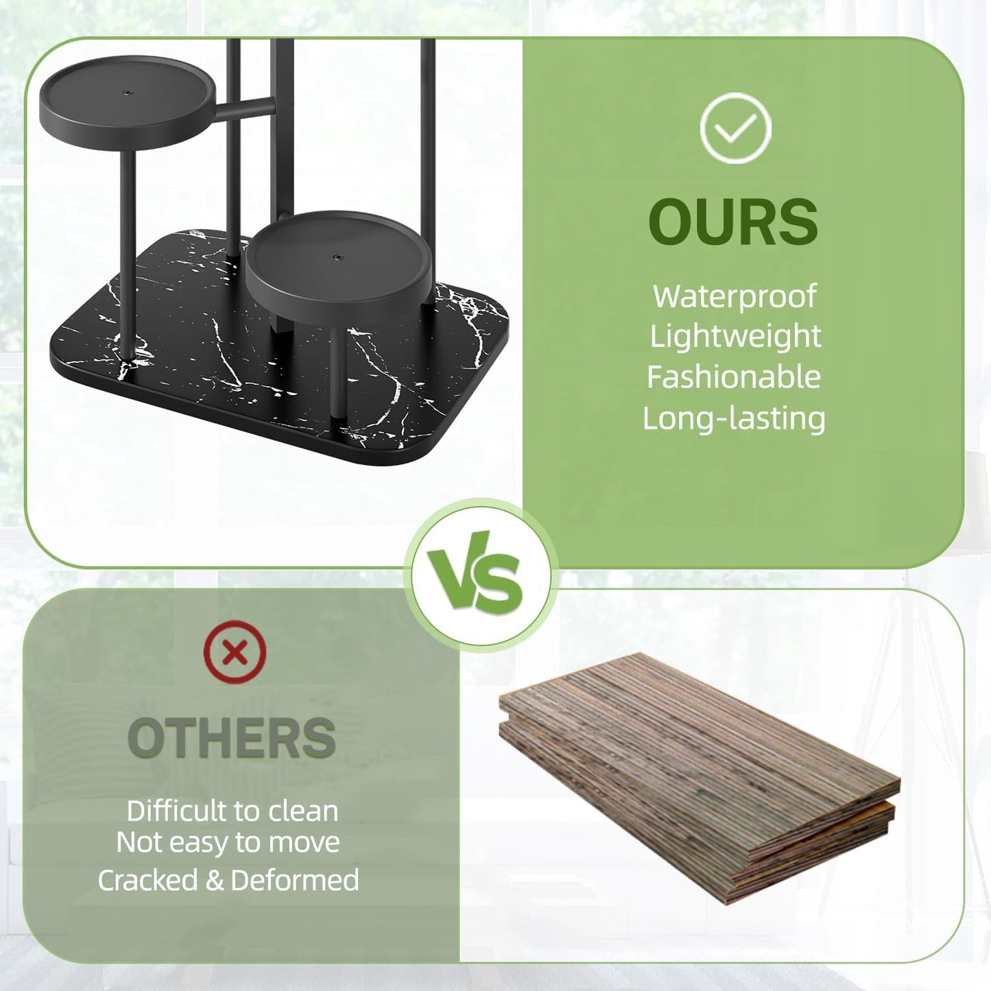 iDavosic.ly 5 Tier Plant Stand Indoor Outdoor, Tiered Corner Plant Stands for Multiple Plants, Metal Plastic Tall Plant Display Holder Flower Shelf for Patio Living Room Garden Balcony Bedroom, Black