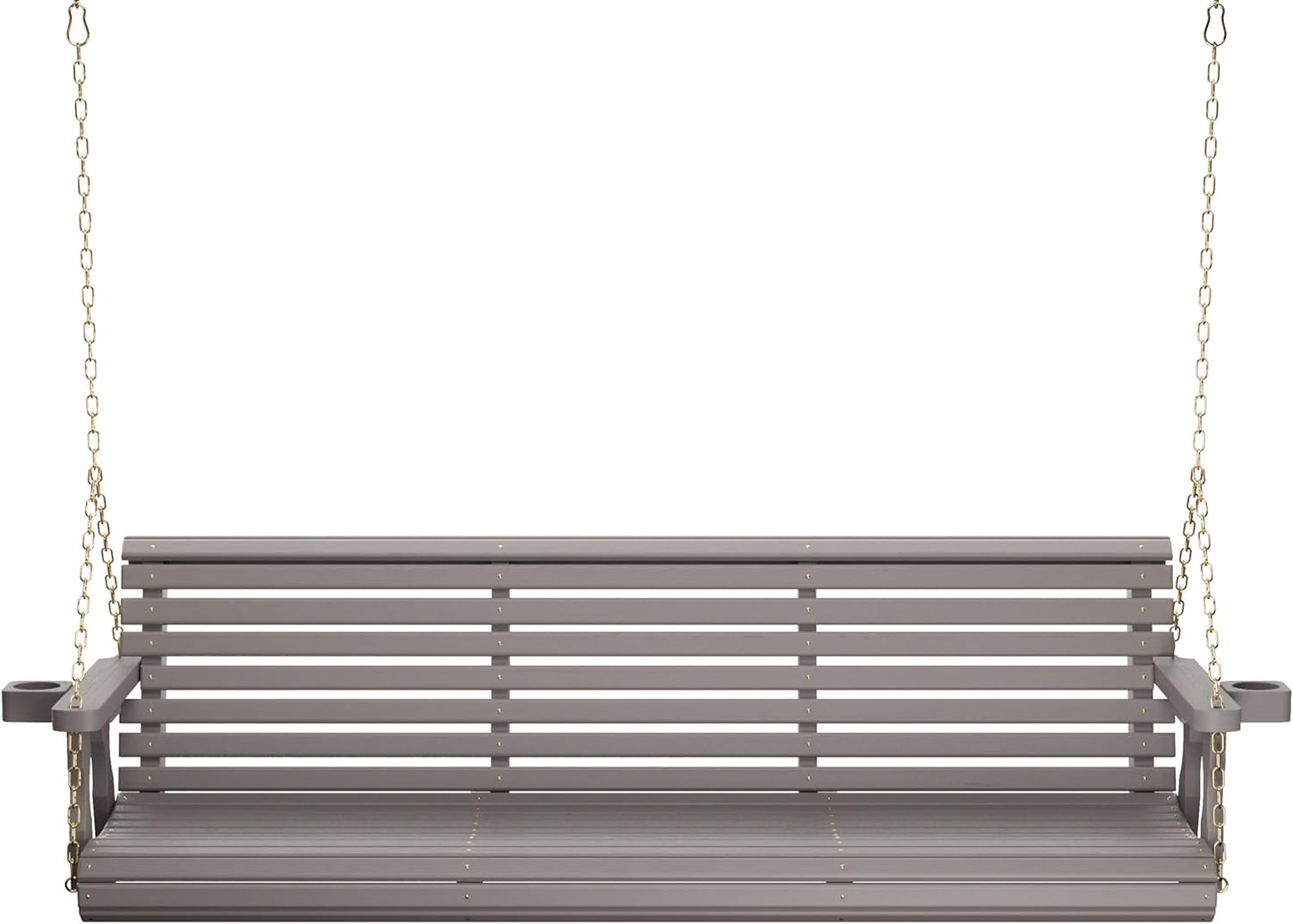 Amish Casual 6 Foot Roll Back Porch Swing with Cup Holders in Semi-Solid Gray Stain - Amish Made in The USA from Treated Pine Heavy Duty 700 Lb. Weight Capacity