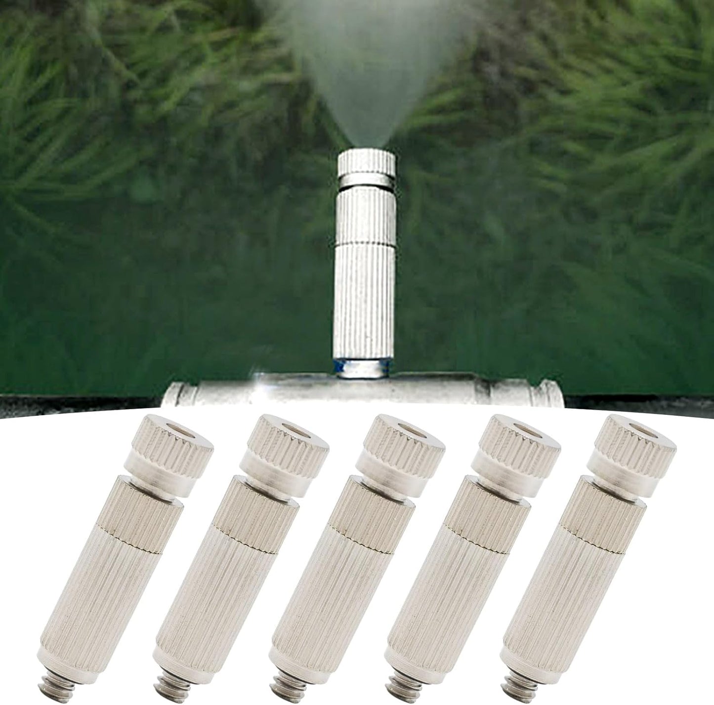 10 Pcs High Pressure Misting Nozzles Stainless Steel for Outdoor Cooling Misting System, High Pressure Anti Drip Cleanable, 3/16" Thread (0.8mm)