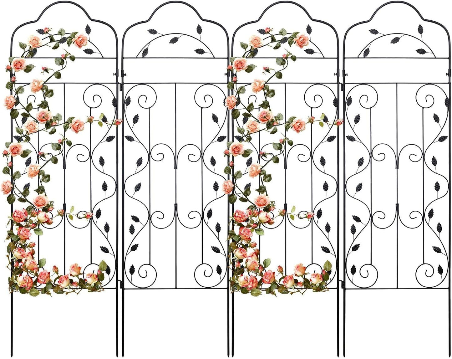 hogardeck 4 Packs 60 * 18 inch Metal Garden Trellis for Climbing Plants Outdoor,Heavy Duty,Black Coating Rustproof Trellis for Rose, Vegetable, Flowers, Expandable,Perfect for Training Climbing Plants