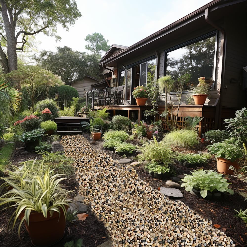 HappyFiller 2 LB Natural River Rocks Decorative Pebbles Polished Terrarium Stones Assorted Colors for Indoor Garden Plants Top Dressing Soil Cover,Aquarium Fish Turtle Tank Decor,Zen Garden