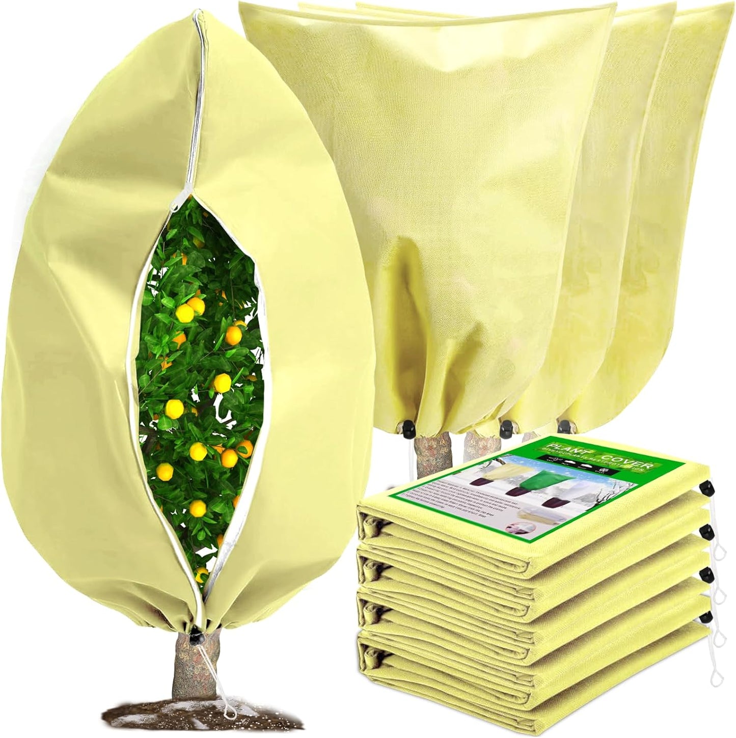 DQS 4 Pack Plant Covers Freeze Protection, 31.4" x47.2" Winter Frost Protection Blankets Frost Cloth,Suitable for Outdoor Winter Frost, Cold Weather, shrubs, Trees, Jackets, and coverings