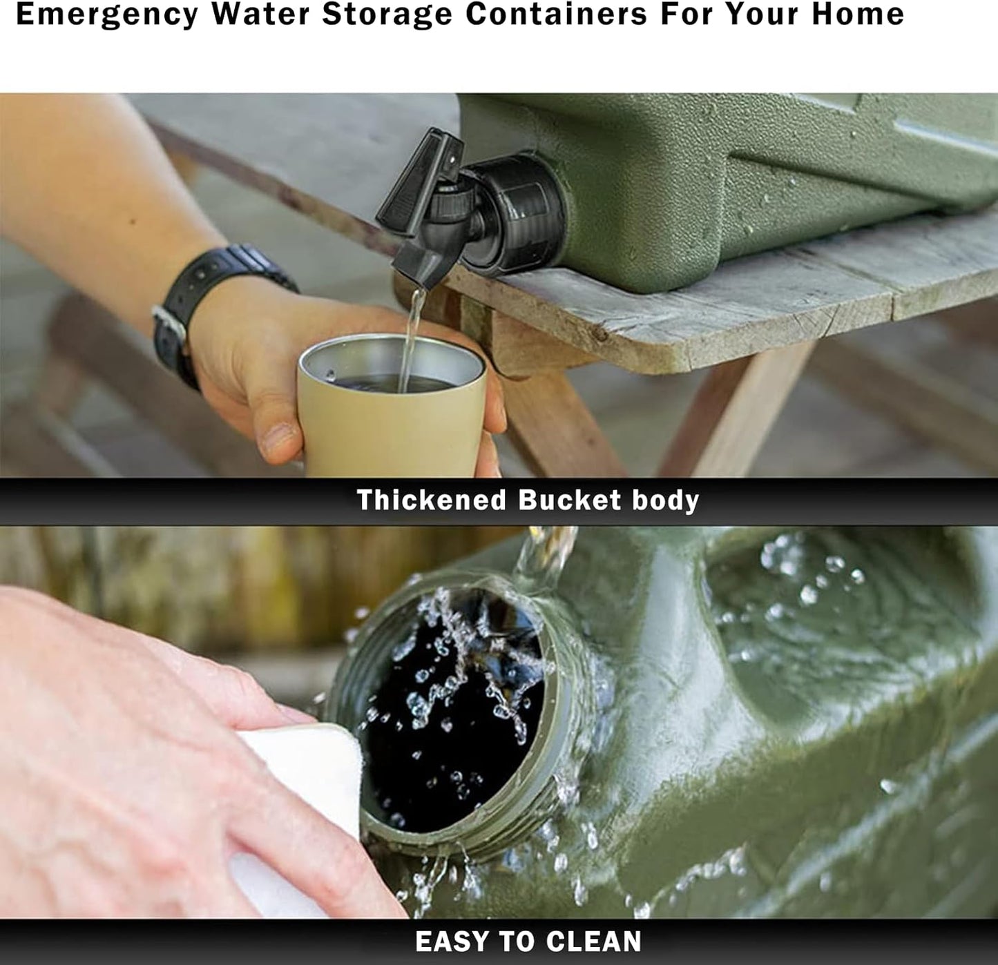 3.2 Gallon Water Jug with Spigot, BPA Free Leak-Proof Camping Water Container, Portable Emergency Water Storage for Outdoor Hiking, Camping, Home Use, Camping Essentials