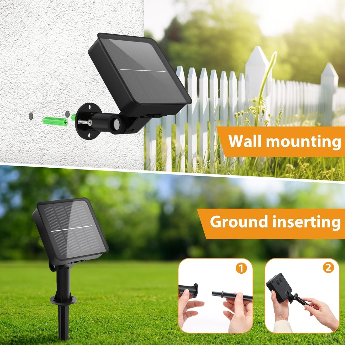 kolpop Orange Solar Fairy Lights Outdoor Waterproof, 3 Pack 33FT 80LED Solar Powered String Light, 8 Modes Copper Wire Solar Twinkle Lighting for Halloween Tree Garden Yard Outside