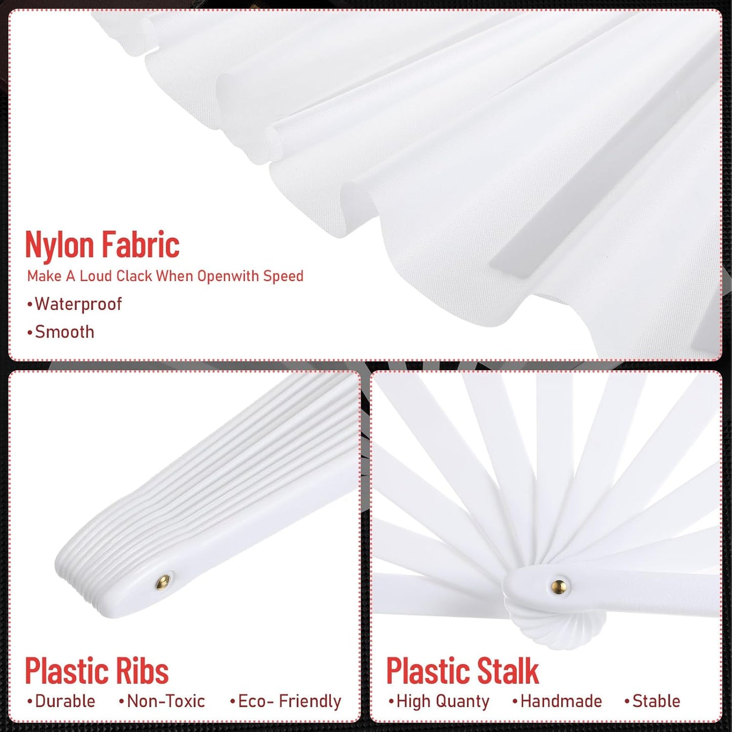 Maitys 2 Packs Large Clap Fans for Line Dancing Large Chinese Folding Hand Fans for Men and Women, Festival, Tai Ji, Kungfu, Martial Art, Gifts (White and Blue)