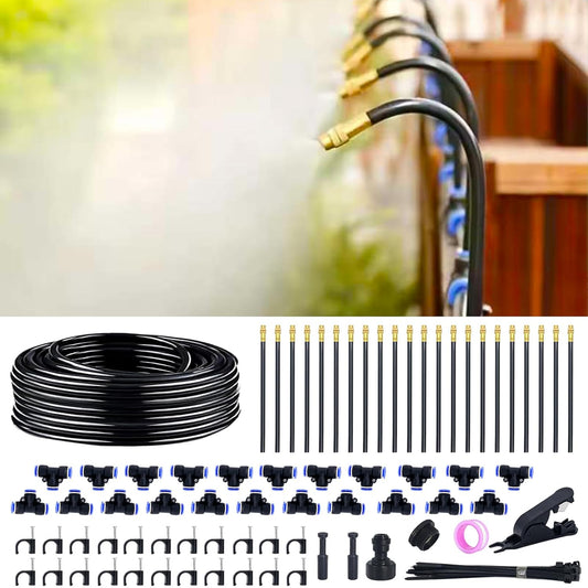 360° Adjustable Drip Irrigation System - 66FT Garden Watering System with 22 Nozzles, Garden Irrigation System, Greenhouse Accessories, Atomizing System for Yard, Lawn, Plants, 5/16 inch Hose