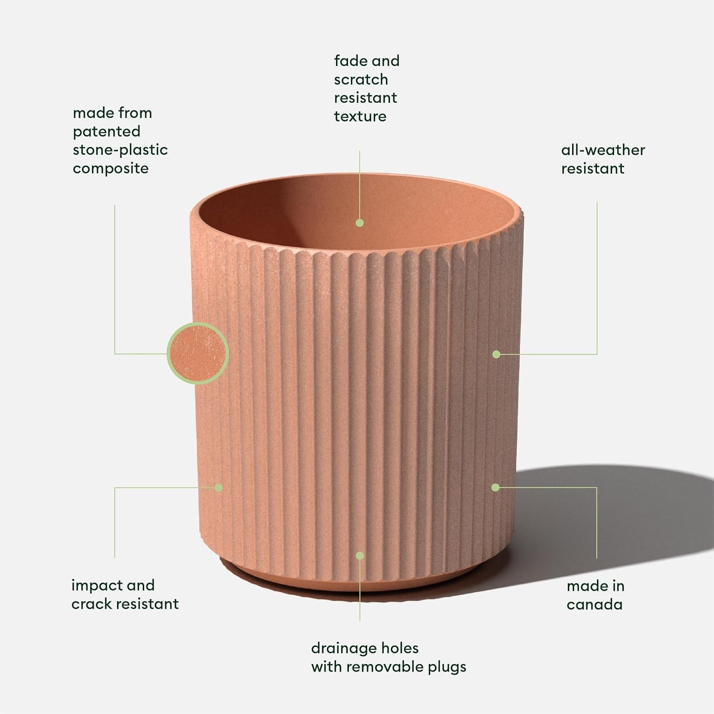 Veradek Demi Series Round Planter for Porch, Patio, Backyard | Durable Plastic-Stone Composite Material | Modern Décor for Tall Plants, Flowers