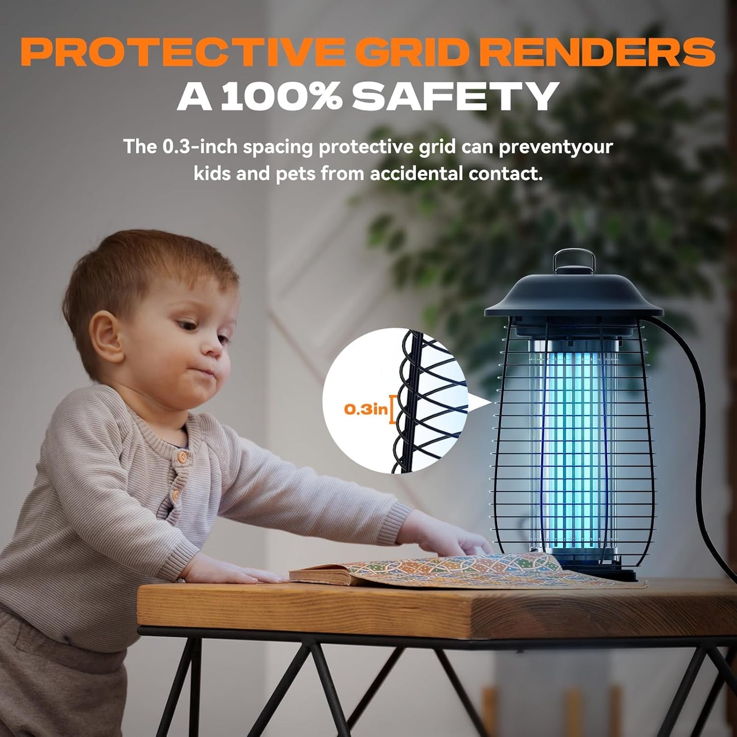 Bug Zapper Indoor & Outdoor, 4200V Electric Mosquito Zapper, 10 Years Lifespan, 6.5ft Power Cord, Waterproof, Fly Trap Mosquito Trap, Fly Killer Fly Zapper for Home, Patio, Kitchen, Backyard, Camping