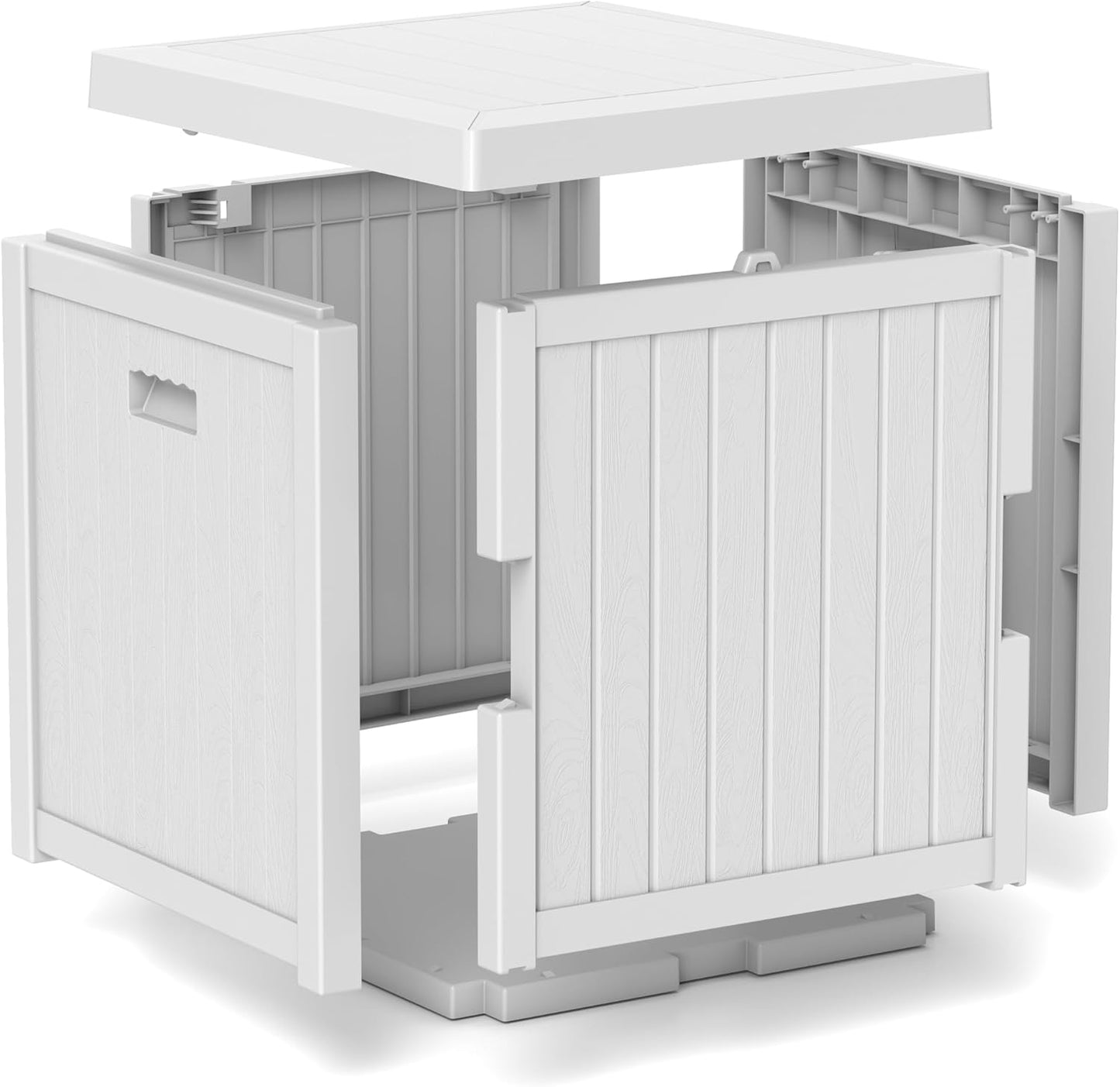 51 Gallon Resin Deck Box, Outdoor Storage Box Waterproof for Patio, Garden, Pool, and Deck, Storage Solution for Cushions, Tools, Delivery Packages, White