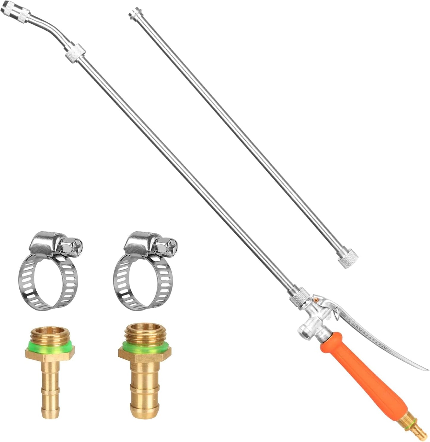 All Metal 44 Inches Replacement Sprayer Wand, 1/4" & 3/8" Brass Barb Sprayer Wand Replacement Built-in Shut Valve Stainless Steel Sprayer Wand. (All Metal Sprayer Wand)