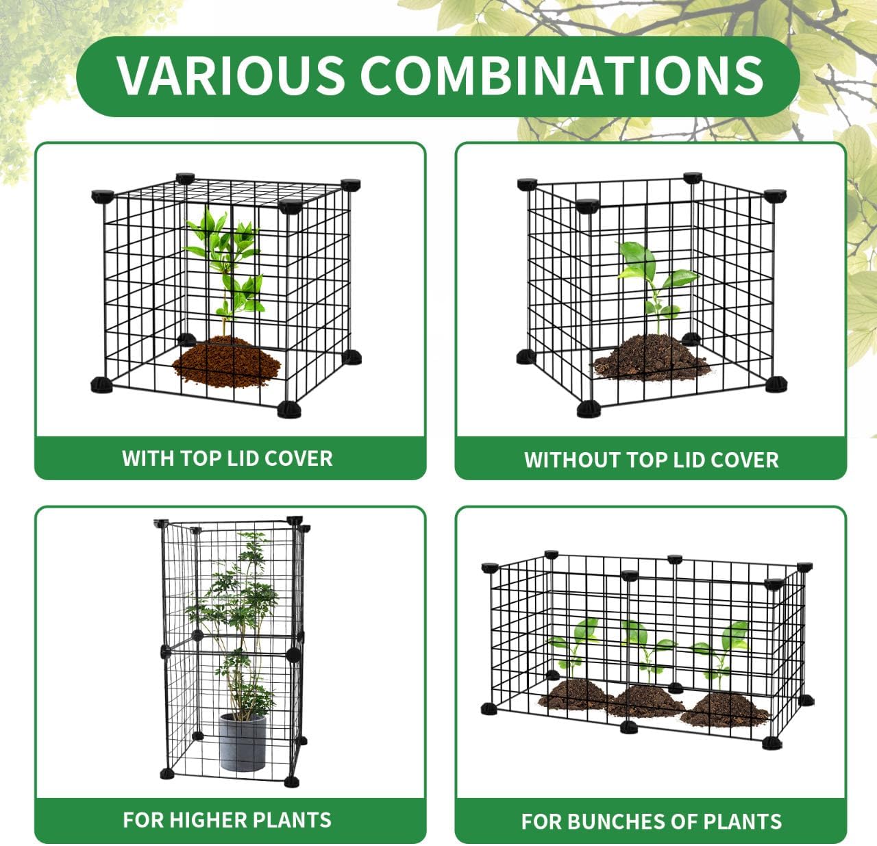 DYAUS 2 Packs Plant Protectors from Animals, Metal Plant Protector, 12" x 12" Plant Cage Outdoor, 10Pcs Metal Mesh Chicken Wire Cloche, Sturdy Plant Covers from Animals, Garden Cloches for Plants