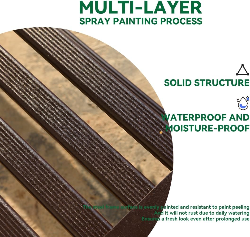 Metal Plant Stand, Rust-proof Aluminum Display Rack, Plants Display Stands Decoration Racks for Living Room Garden Balcony Patio (Ebony, 42.5Inch Tall Leg)