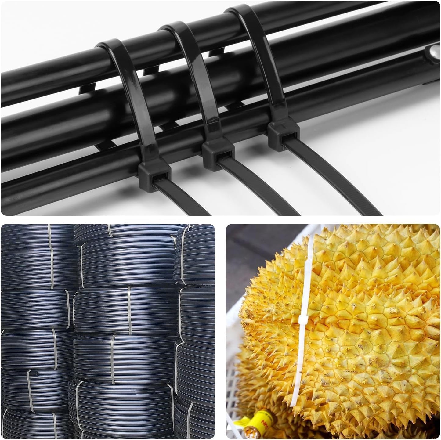 12 inch Silver Zip Ties Heavy Duty 100 PCS, 250 LBS Ultra Exclusive Strong Plastic Wire Ties, Large Cable Ties Extra Long Tie Wraps, Indoor and Outdoor UV Resistant