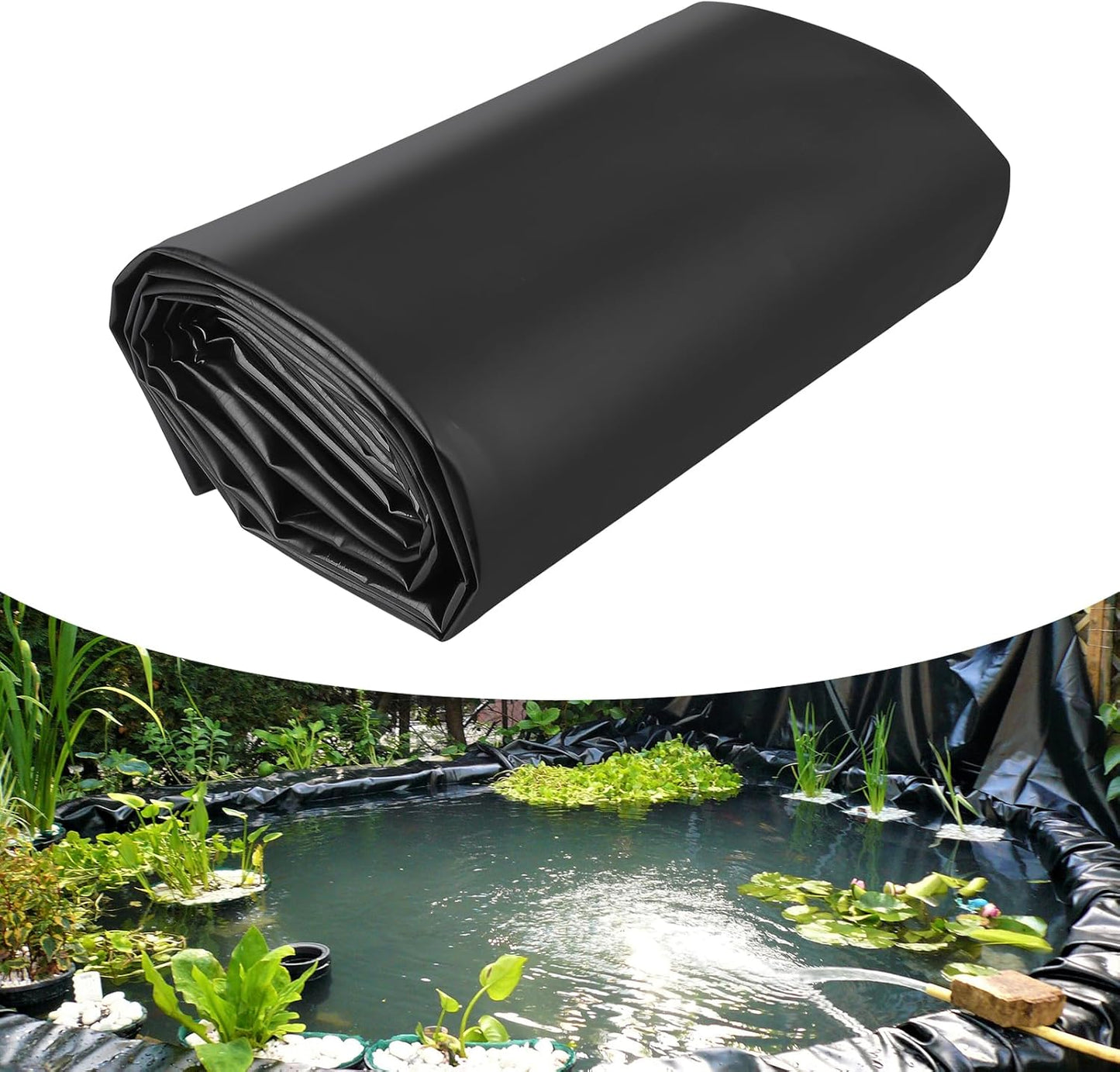 45 Mil EPDM Pond Liner 15x15ft - Fish-Safe Rubber for Outdoor Ponds, Waterfalls, Koi Fish Ponds, Landscaping - Puncture Resistant, UV Proofs, Durable, Flexible Water Barrier