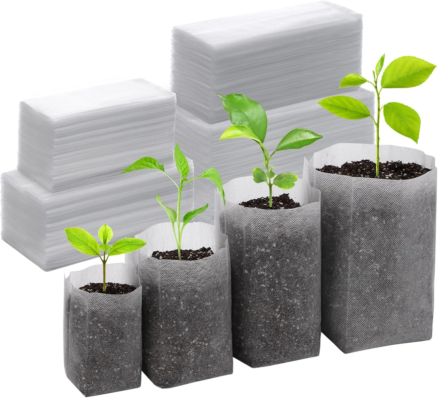 GREANER 400PCS Nursery Bags for Plants, Mixed Sizes Potting Bags for Indoor Outdoor Planting, Plant Nursery Pouches for Seed Starting, Soil Transplant, Home Garden Supply