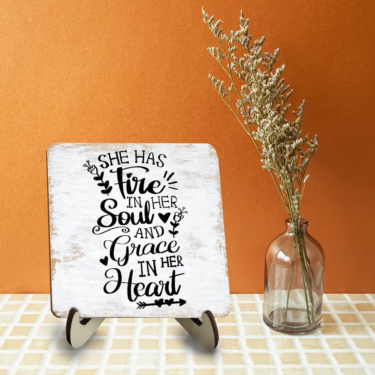 Motivational Wood Sign Rustic Desk Decor Home Bathroom Office Decor Work Table Desk Accessories Decorative Christian Religious Bible Verse Faith Decorations Office Supplies for Desk Cubicle Decor