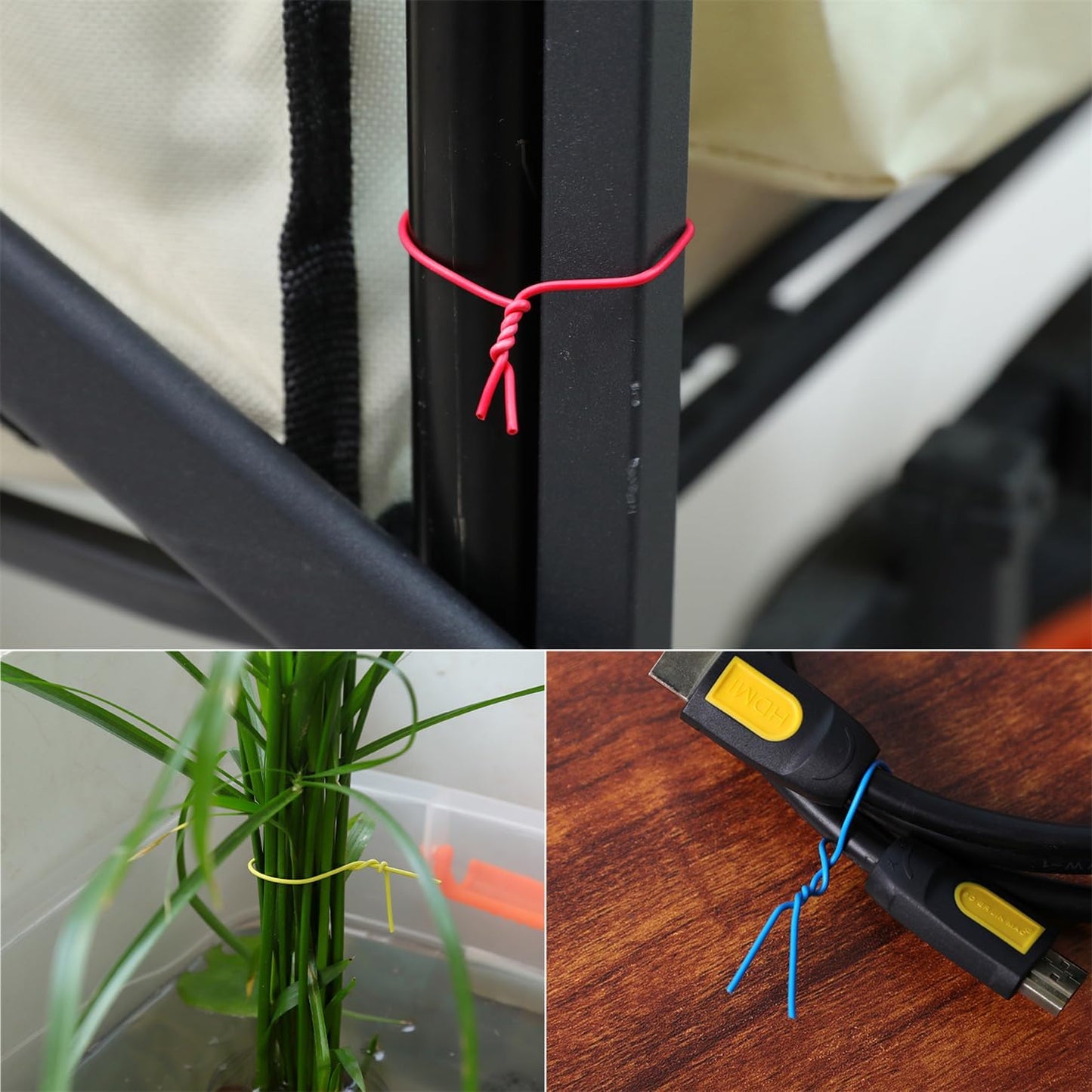 200 Pcs 6 inch Garden Twist Tie, Round Plastic Twist Ties for Plants, Vines and Wrapping Cords or Christmas Tree Gardening Plants Growth and Care, Office Home Cable Organization (Black)