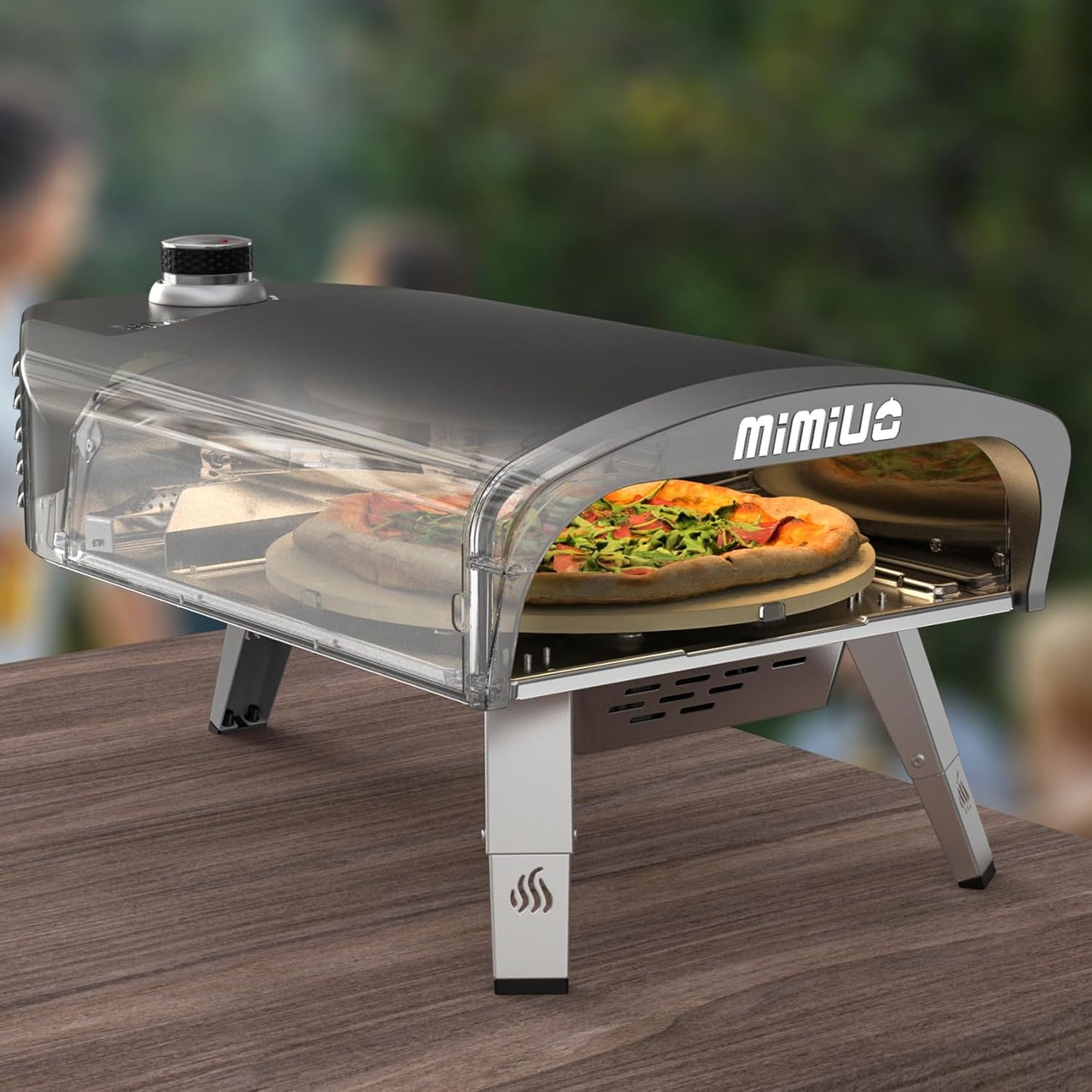 Outdoor Gas Pizza Oven with Automatic Rotating Pizza Stone - 14 Inch Portable Propane Pizza Ovens for Outside - Professional Pizza Grilling Stove for Outdoor Kitchen - Global Patent