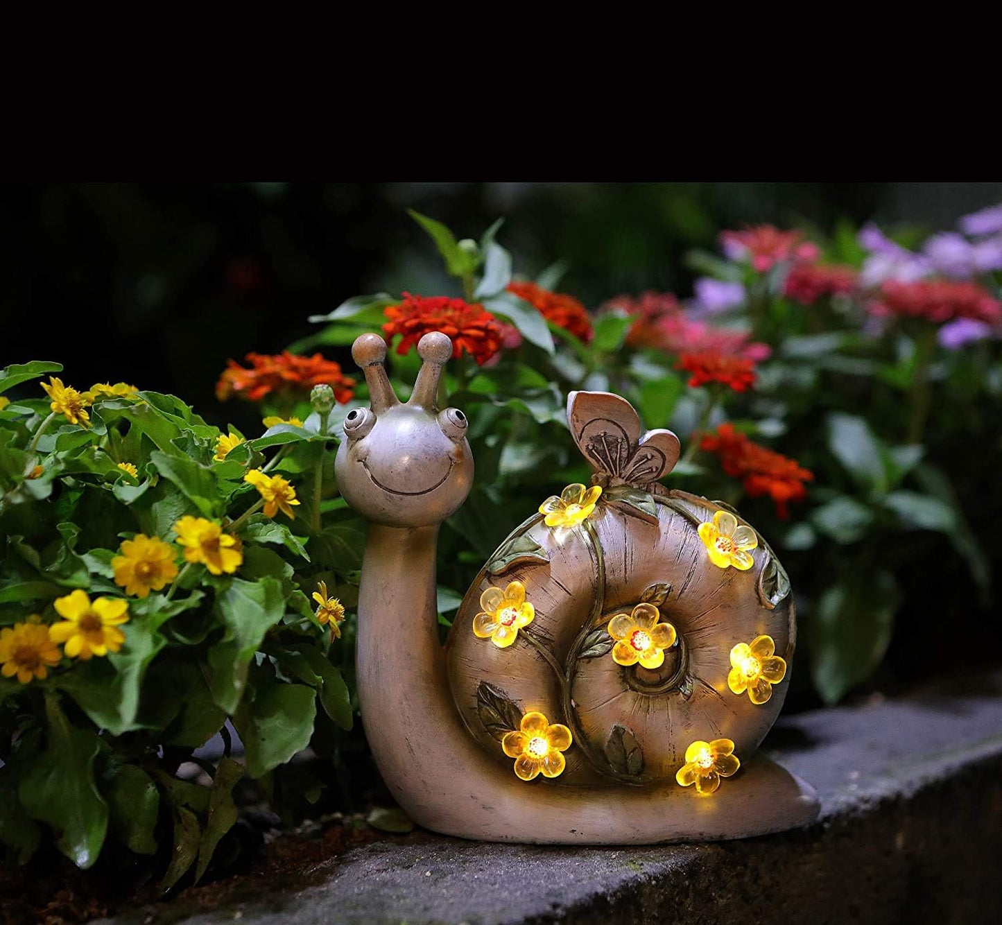 Resin Snail Figurine Lights Solar Powered Outdoor Statue Lights for Patio Lawn Garden Yard Decorations, L8.5 x W3.5X H8.5 Inch