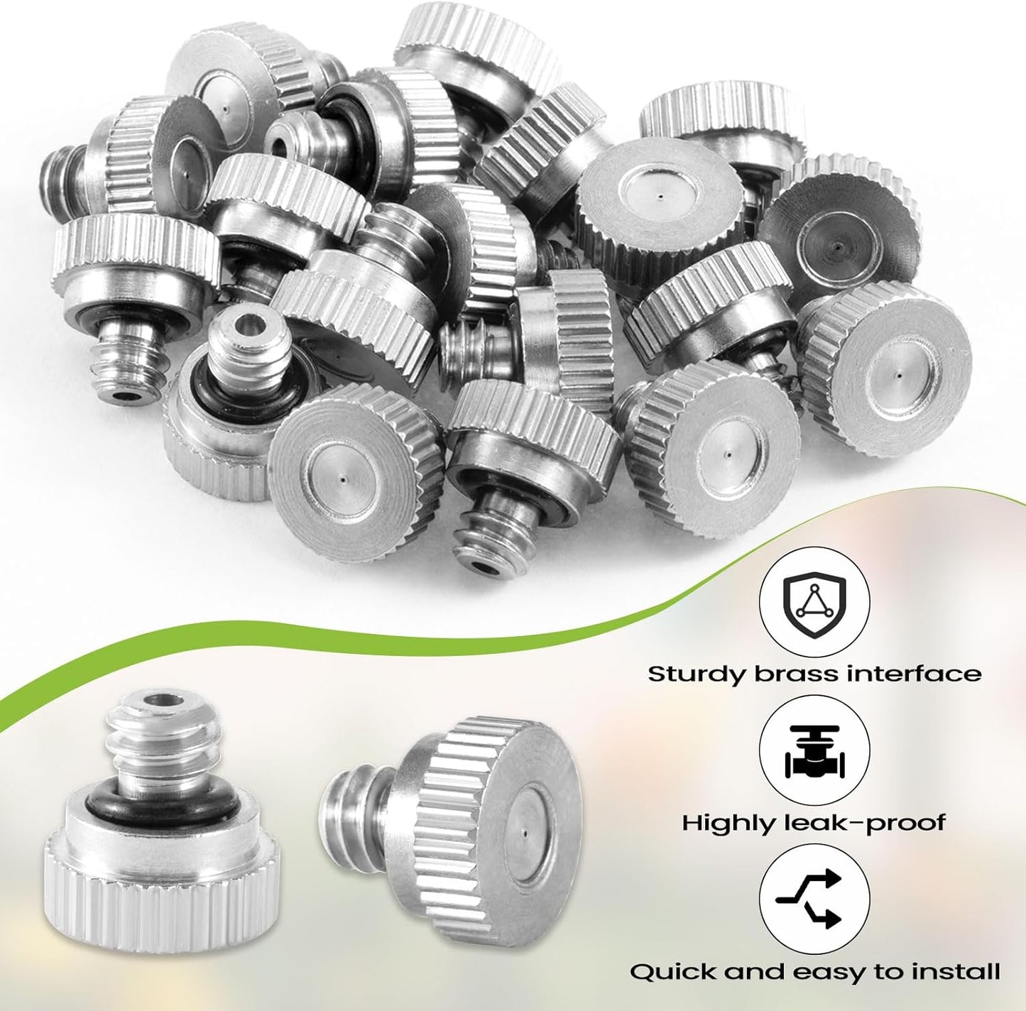 20 Pcs Brass Misting Nozzles for Outdoor Cooling System,0.012 Orifice (0.3 mm) 10/24 UNC Mister Nozzles Sprinklers for Greenhouse Patio Misting System
