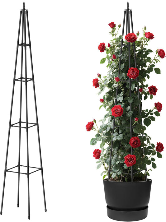 6 FT Obelisk Trellis for Climbing Plants Outdoor, 6FT Garden Trellis with Extra Thickened Plastic-Coated Metal Pipes, Garden Indoor Potted Plant Support, Climbing Support for Potted Plants