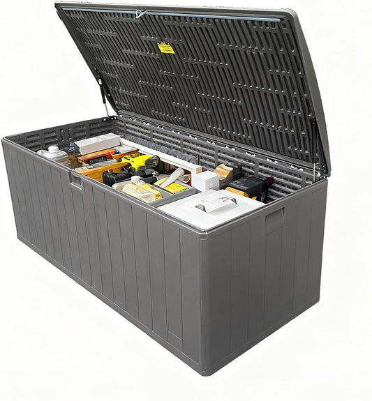 205 Gallon Extra Large Resin Outdoor Storage Box,Waterproof Deck box for Patio Furniture,Garden Tools,Lockable Patio Storage Box,Blow-Molded HDPE
