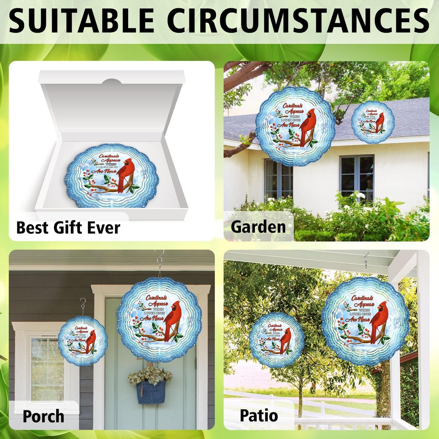 Memorial Cardinal Wind Spinner - Unique 3D Hanging Outdoor Gift for Yard and Garden