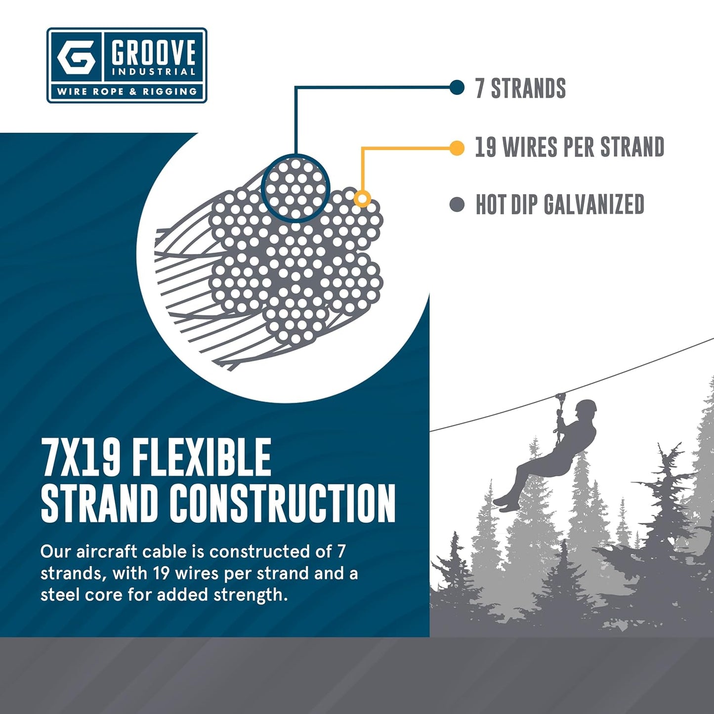 1/4’’ 7x19 Hot Dip Galvanized Aircraft Cable – Steel Wire Rope - 300 Feet