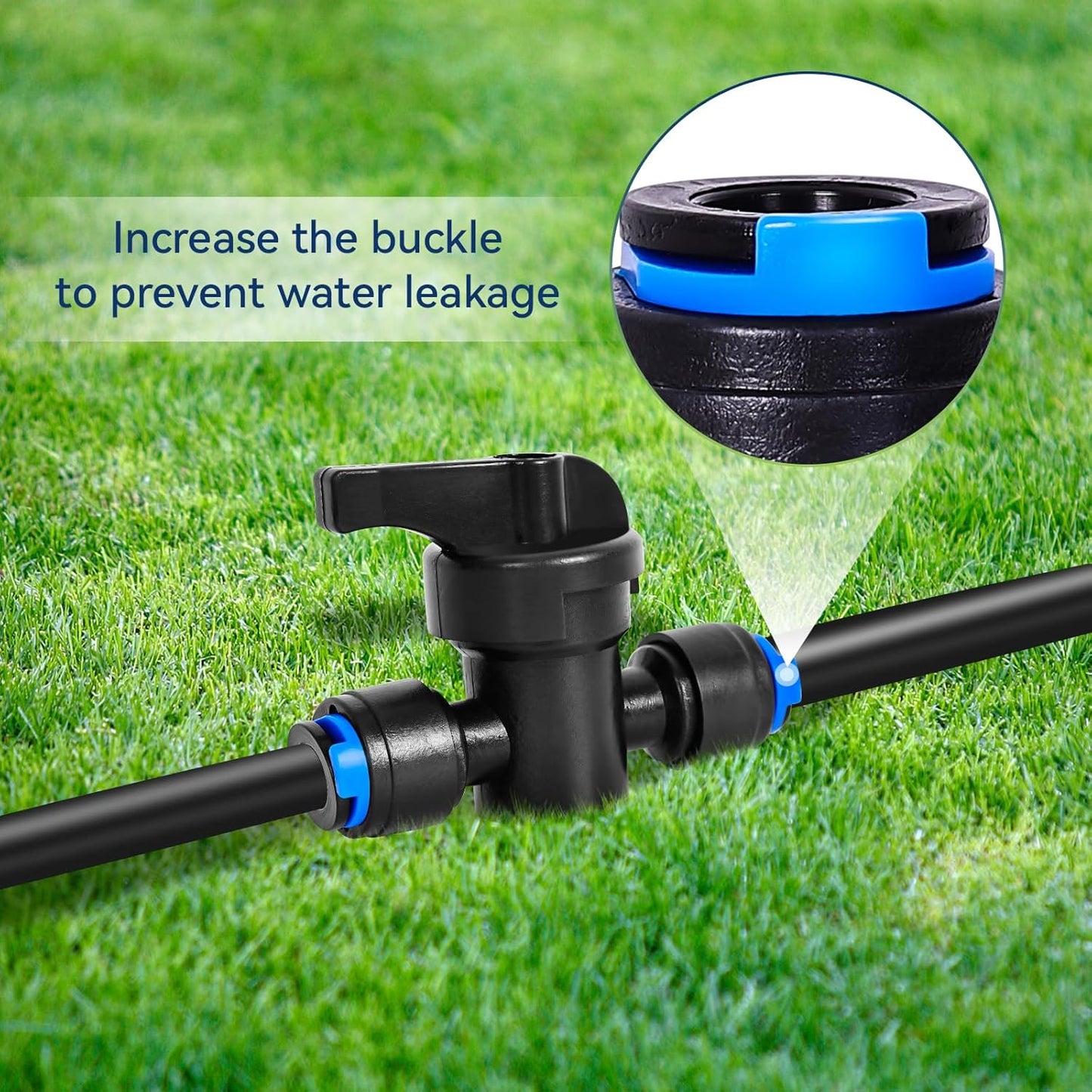 20 Pack 1/4" Drip Irrigation Shut Off Valve, Quick Connect Universal Drip Irrigation Tubing Coupling Valve, Connector Locking Fitting for Sprinkler or Drip Irrigation System