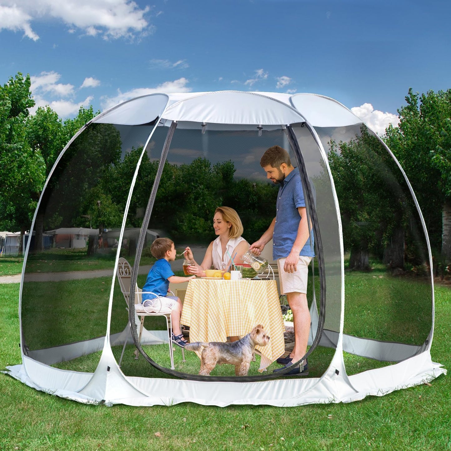 Alvantor Screen House Gazebo, 6-10-15 Person Pop Up Igloo Screened Canopy Tent with Mosquito Netting Sides, Instant UV Resistant Sun Shelter for Garden, Patio, Backyard